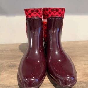 Coach Burgundy and Red Rain Boots